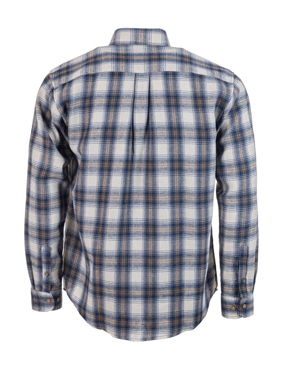 Leon Flanellskjorte Jeansblå/Brun