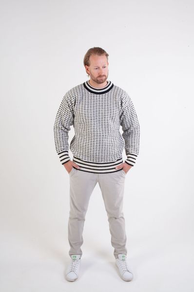 Hovedbilde Islender Unisex Strikkegenser Hvit/Svart 100 % Ull